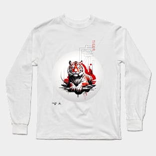 Tiger AI east japan china ink design Long Sleeve T-Shirt